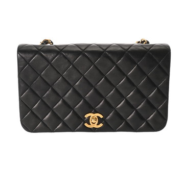 シャネル フルフラップ チェーンショルダー 23cm ブラック ラムスキン レディース バッグ 【bag】