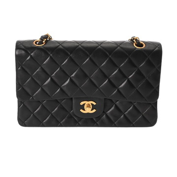 シャネル マトラッセ Wフラップ チェーンショルダー 25cm ブラック A01112 ラムスキン レディース バッグ 【bag】