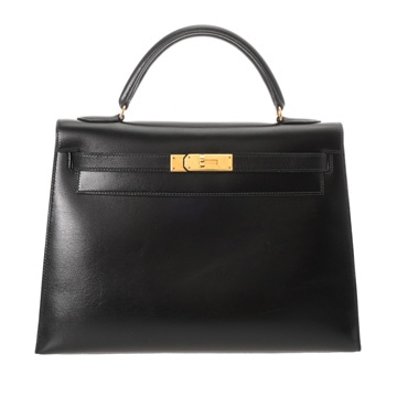 エルメス ケリー 32 外縫い ブラック ボックスカーフ レディース バッグ 【bag】