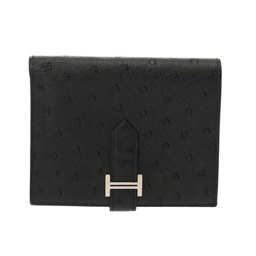 値下げ不可！箱付き❣️エルメス✨ベアン　デュプリ✨三つ折り財布　ブラック HERMES エルメス ベアン デュプリ 三つ折り 黒 ブラック 財布 長