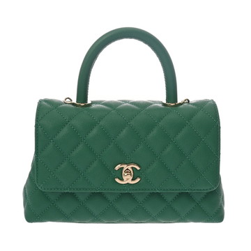 シャネル トップハンドルフラップバッグ XS グリーン A92990 キャビアスキン レディース バッグ 【bag】