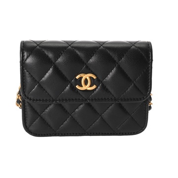シャネル マトラッセ ミニ チェーンクラッチ コスチュームパール ブラック ラムスキン レディース バッグ 【bag】