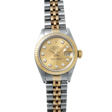 ロレックス デイトジャスト 10Pダイヤ 69173G シャンパンコンピュータ/ダイヤモンド レディース 時計 【wristwatch】