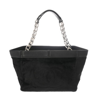 シャネル チェーントート ブラック ハラコ/レザー レディース バッグ 【bag】