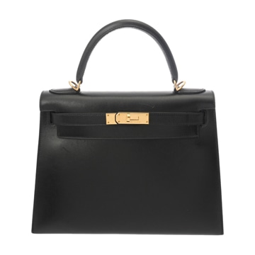エルメス ケリー 28 外縫い 2WAY ブラック ボックスカーフ レディース バッグ 【bag】