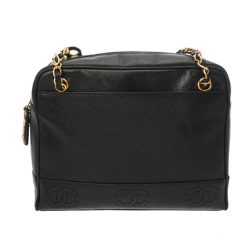 シャネル トリプルココマーク ブラック キャビアスキン レディース バッグ 【bag】