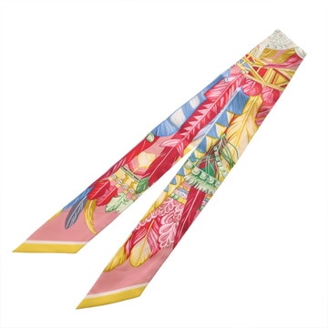 エルメス ツイリー DANSE PACIFIQUE ピンク/マルチカラー シルク100％ レディース 【other】