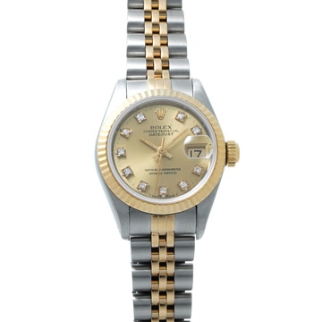 ロレックス デイトジャスト 10Pダイヤ 69173G シャンパンコンピュータ/ダイヤモンド レディース 時計 【wristwatch】