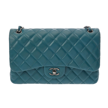 シャネル マトラッセ チェーンショルダー 30cm Wフラップ  ブルー A58600 ラムスキン レディース バッグ 【bag】