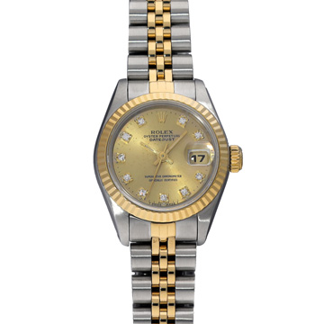 ロレックス デイトジャスト 10Pダイヤ 69173G シャンパンコンピュータ/ダイヤモンド レディース 時計 【wristwatch】
