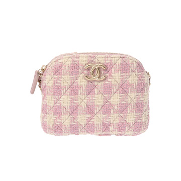 シャネル チェーン ミニバッグ ノベルティ パープル/ホワイト ツイード ユニセックス バッグ 【bag】