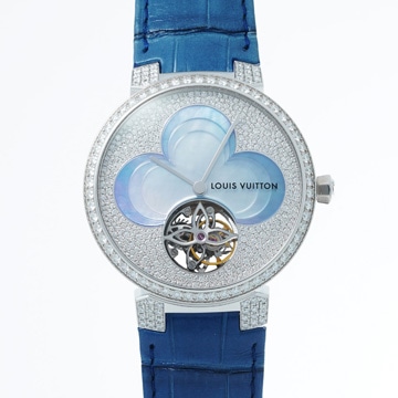 ルイヴィトン タンブールスリム Q1HB00 ダイヤモンド/ブルーシェル メンズ 時計 【wristwatch】