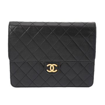 シャネル マトラッセ プッシュロック チェーンショルダー 22cm ブラック ラムスキン レディース バッグ 【bag】