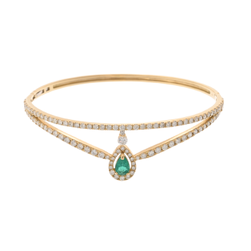 ノーブランド エメラルド0.50ct ダイヤ2.50ct  K18イエローゴールド YG レディース ジュエリー 【jewelry】