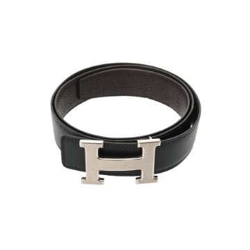 エルメス Hベルト シルバーバックル サイズ95 ブラック/エベンヌ ボックスカーフ/トゴ メンズ 【other】