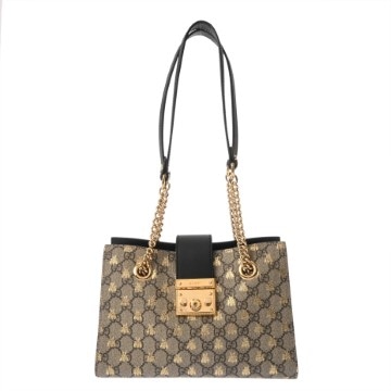 グッチ パドロック スモール ショルダー 蜂 ベージュ/ブラック 498156 GGスプリームキャンバス/レザー レディース バッグ 【bag】