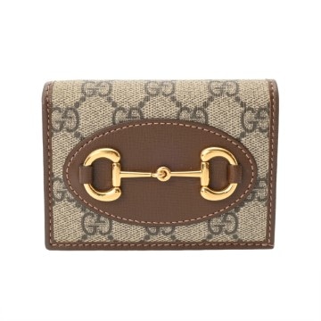 グッチ ホースビット カードケースウォレット ベージュ/ブラウン 621887 GGスプリームキャンバス/レザー レディース 財布 【purse】