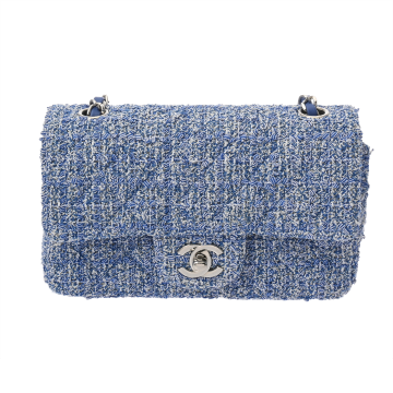 シャネル マトラッセ チェーンショルダー 20cm ブルー A69900 ツイード レディース バッグ 【bag】