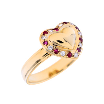 イヴサンローラン ハートリング #12 ダイヤ ルビー K18イエローゴールド YG レディース ジュエリー 【jewelry】