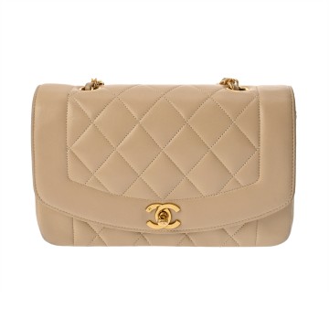 シャネル ダイアナ チェーンショルダー 22cm ベージュ A01164 ラムスキン レディース バッグ 【bag】