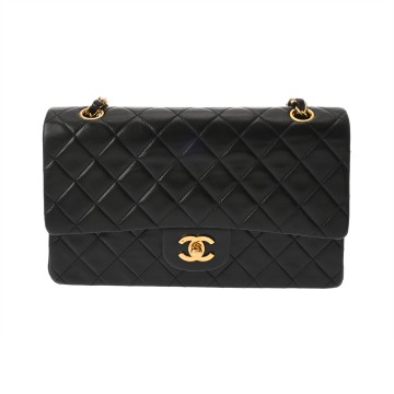 シャネル チェーンショルダー 25cm Wフラップ ブラック A01112 ラムスキン レディース バッグ 【bag】