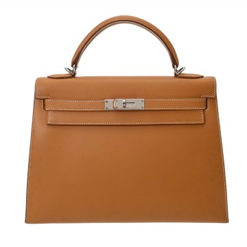 エルメス ケリー 32 外縫い ナチュラル ヴォーバレニア レディース バッグ 【bag】