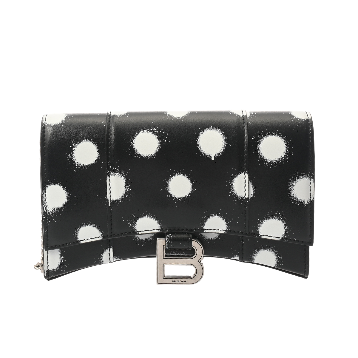 バレンシアガ アワーグラス　チェーンウォレット ブラック/ホワイト 656050 レザー レディース バッグ 【bag】