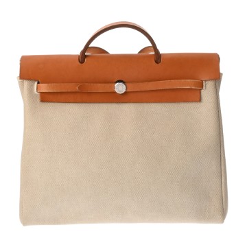 エルメス エールバッグ MM ナチュラル/エクリュ トワルアッシュ/ヴァッシュハンター ユニセックス バッグ 【bag】