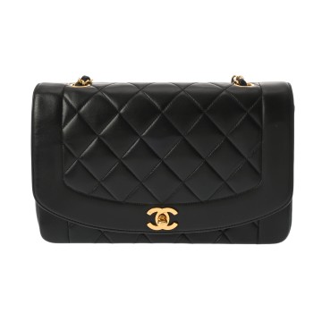 シャネル ダイアナ 25cm チェーンショルダー ブラック A01165 ラムスキン レディース バッグ 【bag】