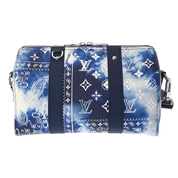 ルイヴィトン モノグラムバンダナ シティキーポル ブルー/ホワイト M20555 レザー ユニセックス バッグ 【bag】