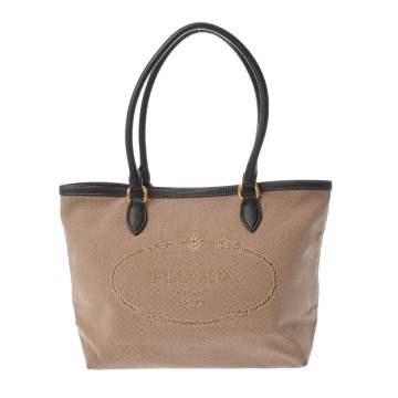 プラダ ロゴトート ベージュ キャンバス/レザー レディース バッグ 【bag】