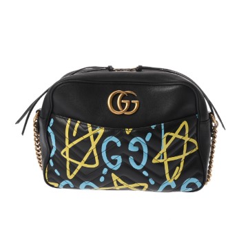 グッチ GGマーモント ゴースト ブラック/マルチ 443499 レザー レディース バッグ 【bag】