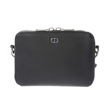 クリスチャンディオール ストラップ付ジップポーチ ブラック 2ESBC119CDI_H00N カーフ メンズ バッグ 【bag】