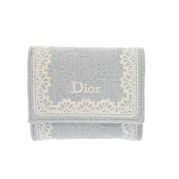クリスチャンディオール Oblique Lotus ウォレット 水色 S2416PUKL_M259 コットン/シルク100％/テクニカルファブリック レディース 財布 【purse】