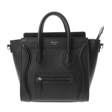 セリーヌ ラゲージ ナノ ブラック 189243DRU.38NO ドラムドカーフスキン レディース バッグ 【bag】