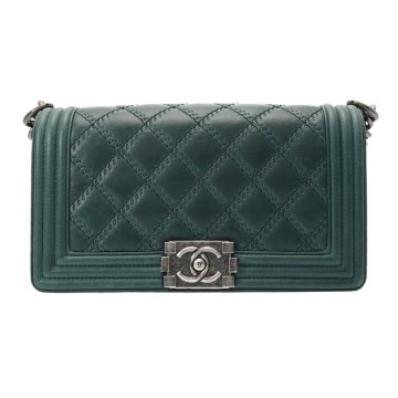シャネル ボーイシャネル チェーンショルダー 25cm グリーン A67086 カーフスキン レディース バッグ 【bag】