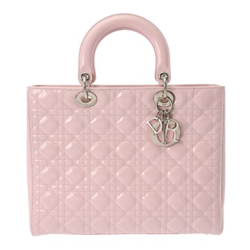 クリスチャンディオール レディディオール ラージ ピンク パテントカーフスキン レディース バッグ 【bag】