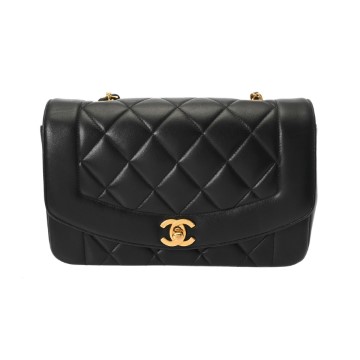 シャネル マトラッセ ダイアナ チェーンショルダー 22cm ブラック A01164 ラムスキン レディース バッグ 【bag】