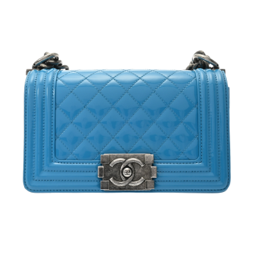 シャネル ボーイシャネル チェーンショルダー ブルー A67086 パテントレザー レディース バッグ 【bag】