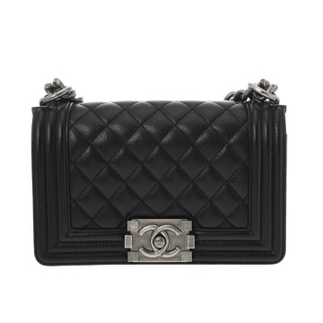 シャネル ボーイシャネル チェーンショルダー 20cm ブラック A67085 キャビアスキン レディース バッグ 【bag】