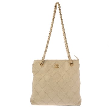 シャネル マトラッセ チェーンショルダーバッグ ベージュ A16178 キャビアスキン レディース バッグ 【bag】