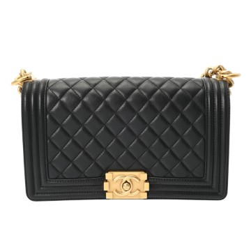 シャネル ボーイシャネル チェーンショルダー 25cm ブラック A67086 ラムスキン レディース バッグ 【bag】