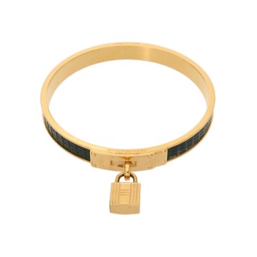 エルメス ケリーバングル グリーン/ゴールド金具 リザード ユニセックス ジュエリー 【jewelry】