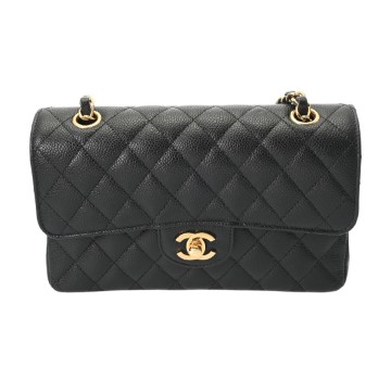 シャネル マトラッセ チェーンショルダー 23cm Wフラップ ブラック A01113 キャビアスキン レディース バッグ 【bag】