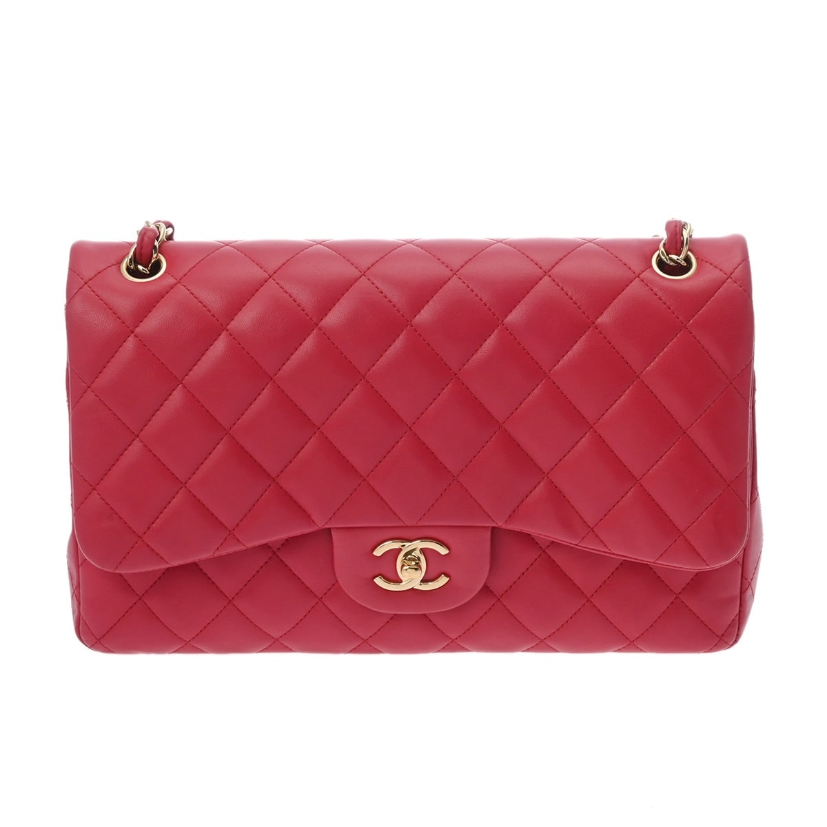 シャネル マトラッセ チェーンショルダー  Wフラップ ピンク ラムスキン レディース バッグ 【bag】