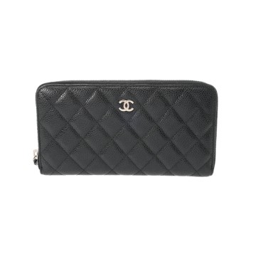 シャネル マトラッセ クラシック ロングジップウォレット ブラック AP0242 キャビアスキン レディース 財布 【purse】
