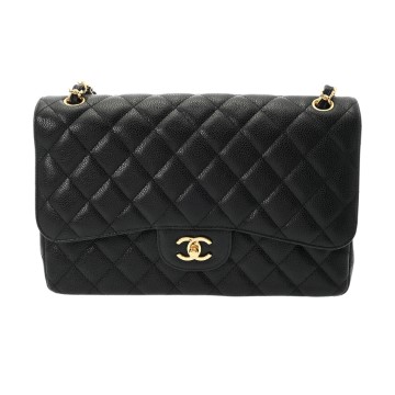 シャネル マトラッセ チェーンショルダー 30cm Wフラップ ブラック A58600 キャビアスキン レディース バッグ 【bag】