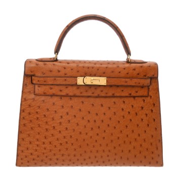 エルメス ケリー 32 外縫い 2WAY チェスナッツ オーストリッチ レディース バッグ 【bag】