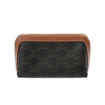 セリーヌ スモール コスメティックポーチ タン 4M1622CZJ.04LU トリオンフキャンバス/カーフ レディース 【bag】