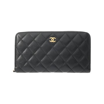 シャネル マトラッセ クラシック ロングジップウォレット ブラック AP0242 キャビアスキン レディース 財布 【purse】